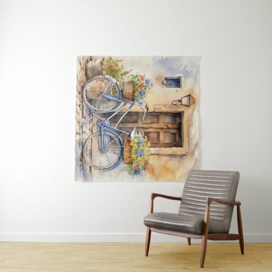 Waterverf Fiets Kunst Tapestry Wandkleed (In Situ (horizontaal))