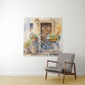 Waterverf Fiets Kunst Tapestry Wandkleed (In situ)