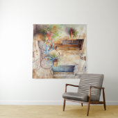 Waterverf Fiets Kunst Tapestry Wandkleed (In Situ (horizontaal))