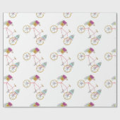 Waterverf fiets met kookplaat en Floral Cadeaupapier (Vlak)