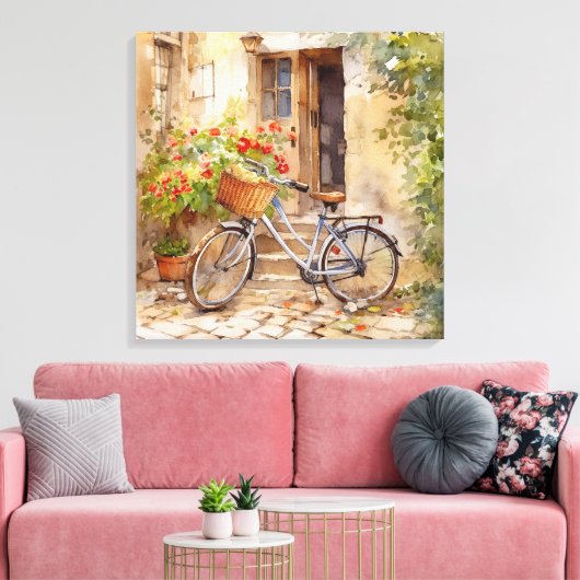 Waterverf Fietsdoek Kunst Canvas Afdruk (Insitu (Woonkamer))