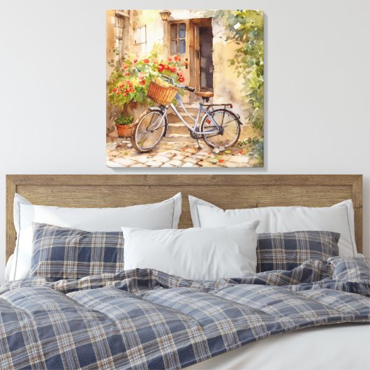 Waterverf Fietsdoek Kunst Canvas Afdruk (Insitu (Slaapkamer))