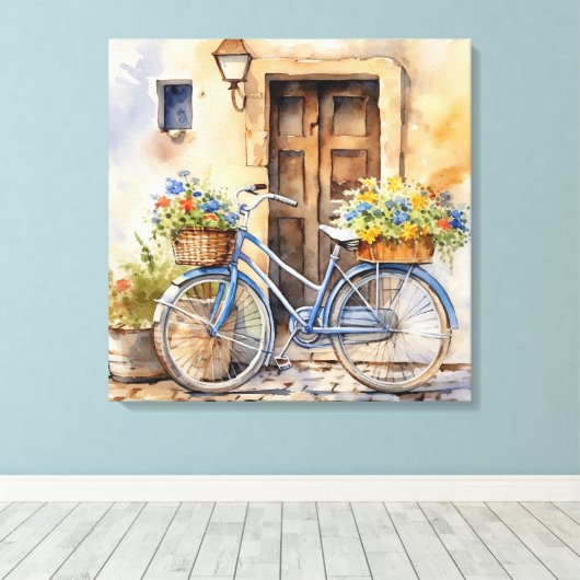 Waterverf Fietsdoek Kunst Canvas Afdruk (Insitu (Houten vloer))