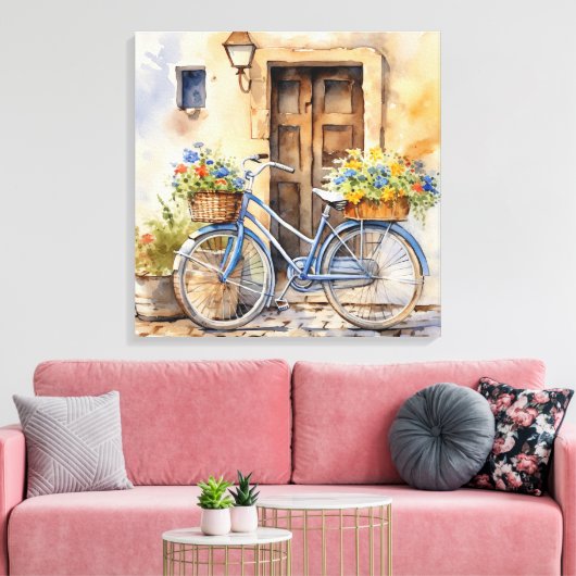 Waterverf Fietsdoek Kunst Canvas Afdruk (Insitu (Woonkamer))