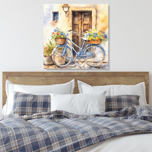 Waterverf Fietsdoek Kunst Canvas Afdruk (Insitu (Slaapkamer))