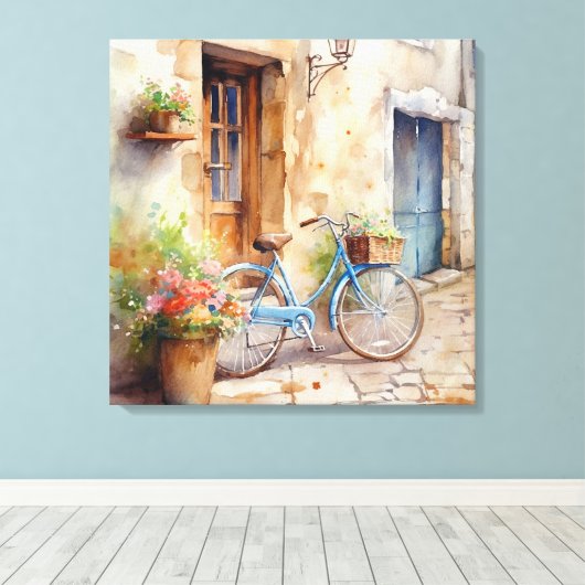 Waterverf Fietsdoek Kunst Canvas Afdruk (Insitu (Houten vloer))