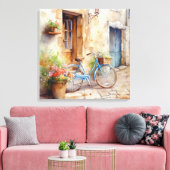 Waterverf Fietsdoek Kunst Canvas Afdruk (Insitu (Woonkamer))