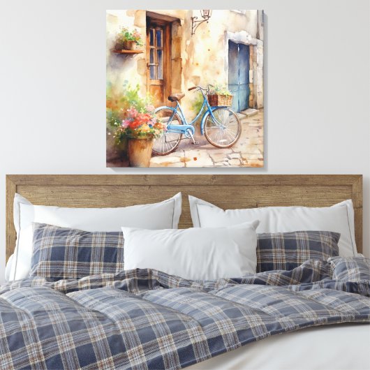 Waterverf Fietsdoek Kunst Canvas Afdruk (Insitu (Slaapkamer))