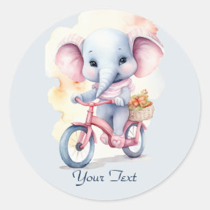 Waterverf Fietsen Olifant Sticker