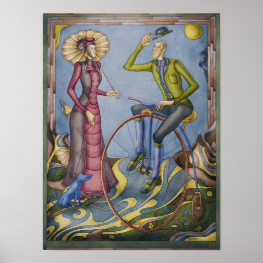  waterverf fietsen poster (Voorkant)