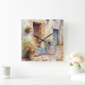 Waterverf Fietskunst Wandklok (Huis)