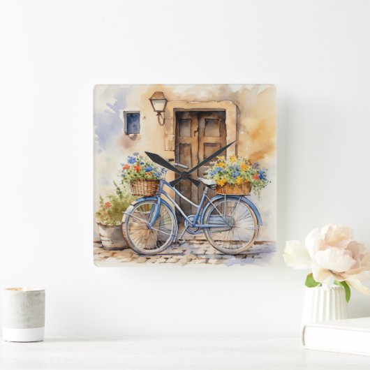Waterverf Fietskunst Wandklok (Huis)