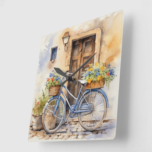 Waterverf Fietskunst Wandklok (Hoek)