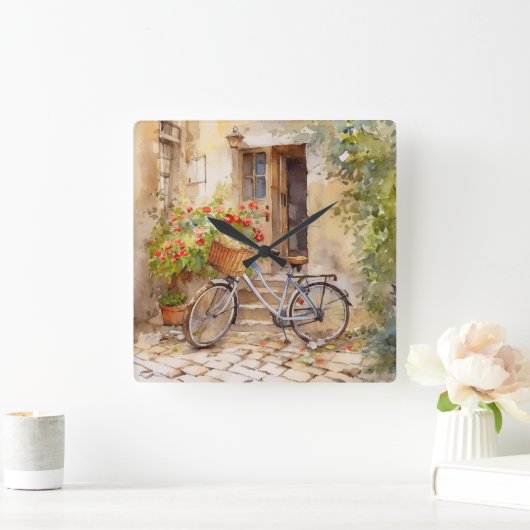 Waterverf Fietskunst Wandklok (Huis)