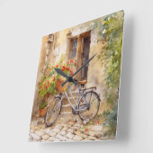Waterverf Fietskunst Wandklok (Hoek)