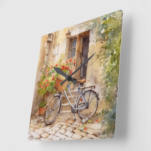 Waterverf Fietskunst Wandklok (Hoek)