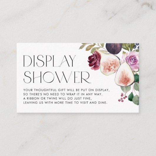 Waterverf Fig en Berry Floral Display Shower Informatiekaartje (Voorkant)