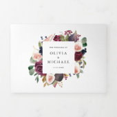 Waterverf Figs and Autumn Flowers Wedding Drieluik Uitnodiging (Cover)