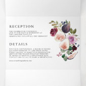 Waterverf Figs and Autumn Flowers Wedding Drieluik Uitnodiging (Binnenkant midden)