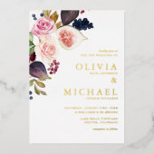 Waterverf figuren en herfst-bloei folie uitnodiging (Voorkant)