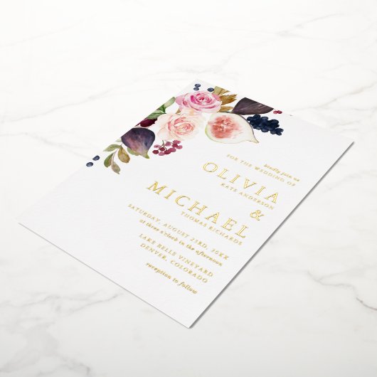 Waterverf figuren en herfst-bloei folie uitnodiging (Gedraaid)