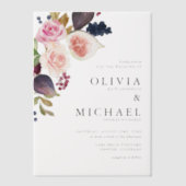 Waterverf figuren en herfst-bloei vellum uitnodigingen (Voorkant)