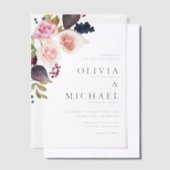 Waterverf figuren en herfst-bloei vellum uitnodigingen (Offset)