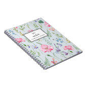 Waterverf fijne bloemen bloeiend patroon blauw notitieboek (Rechterzijde)