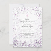 Waterverf Fijne paarse bloemen Eerste Gemeenschap Kaart (Voorkant)