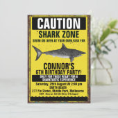 Waterverf Fin-tastic Shark Birthday Invitation Kaart (Staand voorkant)