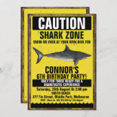 Waterverf Fin-tastic Shark Birthday Invitation Kaart (Voorkant / Achterkant)