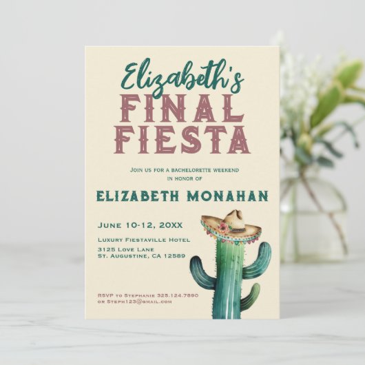 Waterverf finale Fiesta vrijgezellenuitnodiging Kaart (Staand voorkant)