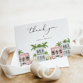 WATERVERF FIONA Charleston Rainbow Row Gebouwen Bedankkaart