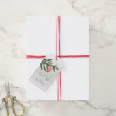 Waterverf Fir Tree & Red Heart Ornament Gift Label Cadeaulabel (Met Touw)