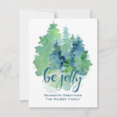 Waterverf Fir Tree Seasons Greetings Custom Kaart (Voorkant)