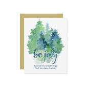 Waterverf Fir Tree Seasons Greetings Custom Kaart (Voorkant / Achterkant in situ)