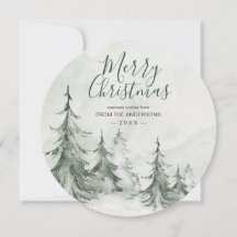 Waterverf Fir Trees Winter, kerstfeest