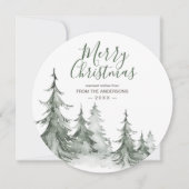Waterverf Fir Trees Winter, kerstfeest Feestdagenkaart (Voorkant)