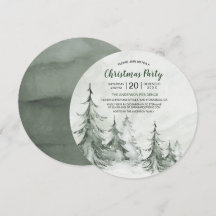Waterverf Fir Trees Winter, kerstfeest