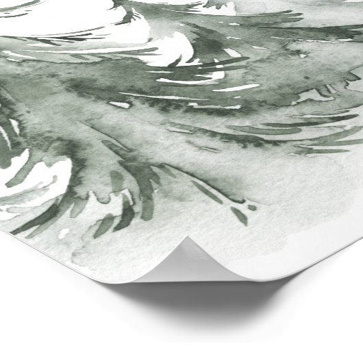 Waterverf Fir Trees Winter, kerstfeest Poster (Hoek)