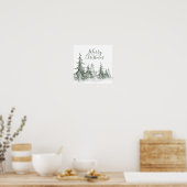 Waterverf Fir Trees Winter, kerstfeest Poster (Keuken)
