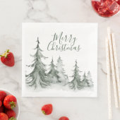 Waterverf Fir Trees Winter, kerstfeest Servet (Insitu)