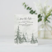 Waterverf Fir Trees Winter Wedding Aankondigingskaart (Staand voorkant)
