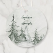 Waterverf Fir Trees Winter Wedding Bedankjes Labels (Achterkant)
