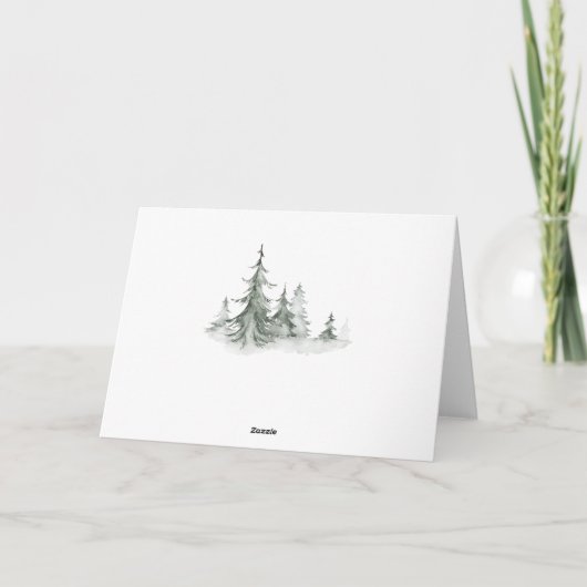 Waterverf Fir Trees Winter Wedding Bedankkaart (Achterkant)