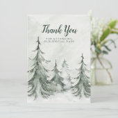 Waterverf Fir Trees Winter Wedding Bedankkaart (Staand voorkant)