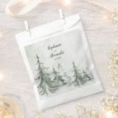 Waterverf Fir Trees Winter Wedding Bedankzakje (Geknipt)