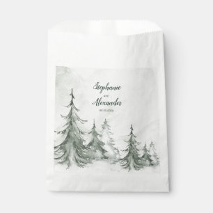 Waterverf Fir Trees Winter Wedding Bedankzakje