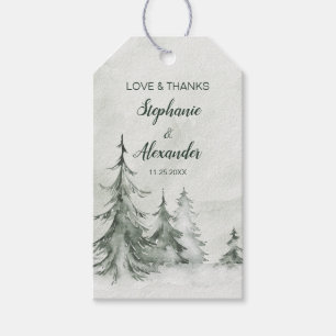 Waterverf Fir Trees Winter Wedding Cadeaulabel