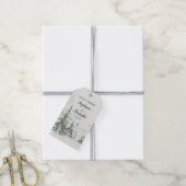 Waterverf Fir Trees Winter Wedding Cadeaulabel (Met Touw)